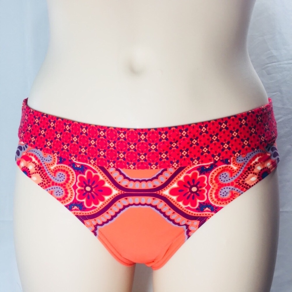 Title Nine Bikini Bottom Swim Orange Pink Paisley